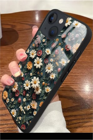 Apple iPhone 15 Plus Uyumlu Darbeye Dayanıklı Karışık Çiçek Tasarımlı Parlak Silikon Kılıf