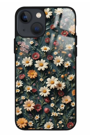 Apple iPhone 15 Plus Uyumlu Darbeye Dayanıklı Karışık Çiçek Tasarımlı Parlak Silikon Kılıf