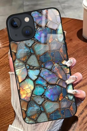 Apple iPhone 15 Plus Uyumlu Darbeye Dayanıklı Renkli Taş Tasarımlı Parlak Silikon Kılıf