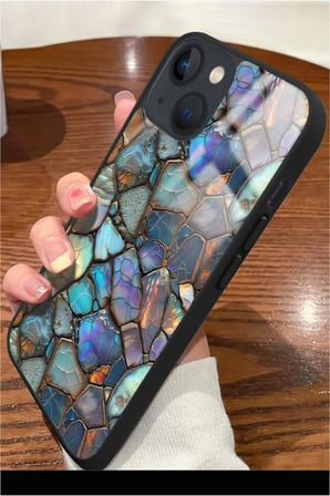 Apple iPhone 15 Plus Uyumlu Darbeye Dayanıklı Renkli Taş Tasarımlı Parlak Silikon Kılıf