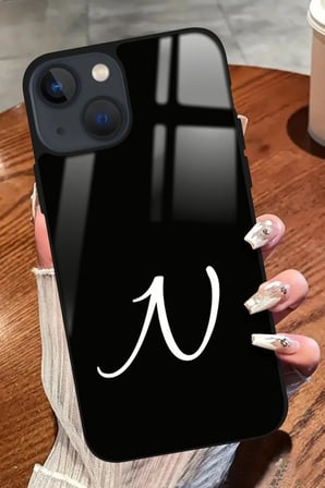 Apple iPhone 15 Plus Uyumlu Darbeye Dayanıklı N Harfi Yazılı Parlak Silikon Kılıf