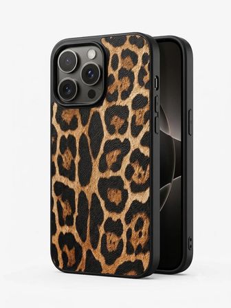 Apple iPhone 15 Pro Uyumlu Kılıf Leopar Desenli Kapak Hlt-Leopar