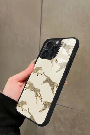 Apple iPhone 15 Pro Max Uyumlu Leopar Tasarımlı Parlak Silikon Kılıf