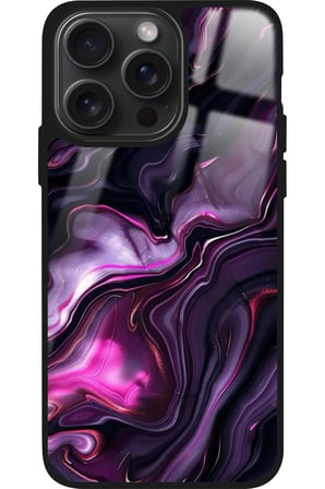 Apple iPhone 15 Pro Max Uyumlu Mor Mermer Tasarımlı Parlak Silikon Kılıf