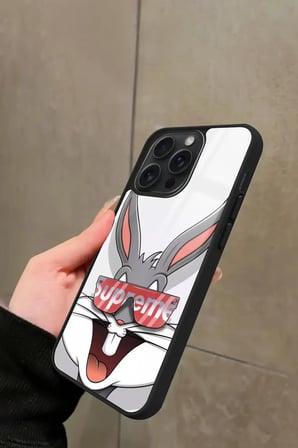 Apple iPhone 15 Pro Max Uyumlu Bugs Bunny Tasarımlı Parlak Silikon Kılıf
