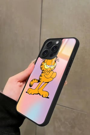 Apple iPhone 15 Pro Max Uyumlu Garfield Tasarımlı Parlak Silikon Kılıf