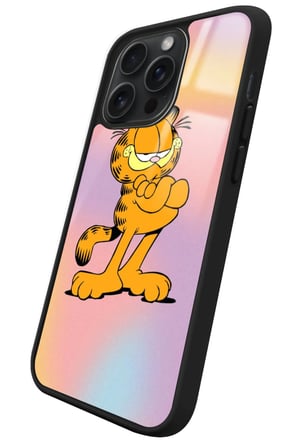 Apple iPhone 15 Pro Max Uyumlu Garfield Tasarımlı Parlak Silikon Kılıf
