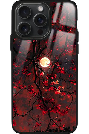 Apple iPhone 15 Pro Max Uyumlu Kırmızı Manzara Tasarımlı Parlak Silikon Kılıf