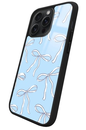 Apple iPhone 15 Pro Max Uyumlu Beyaz Kurdele Tasarımlı Parlak Silikon Kılıf