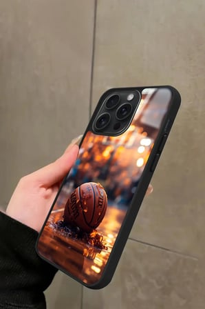 Apple iPhone 15 Pro Max Uyumlu Basketbol Tasarımlı Parlak Silikon Kılıf