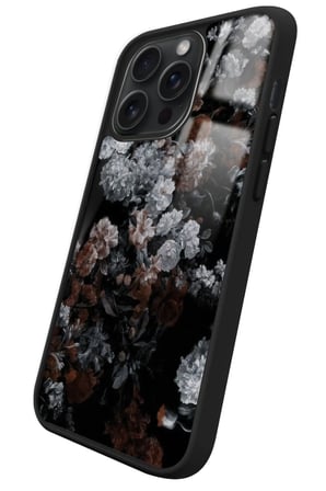 Apple iPhone 15 Pro Max Uyumlu Beyaz Çiçek Tasarımlı Parlak Silikon Kılıf