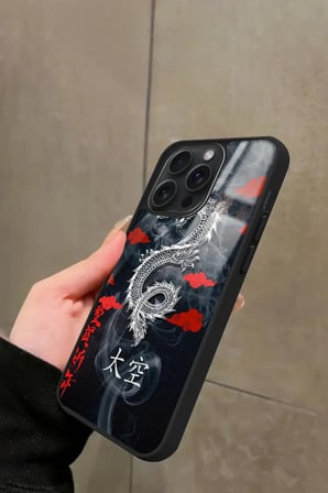 Apple iPhone 15 Pro Max Uyumlu Dragon Tasarımlı Parlak Silikon Kılıf