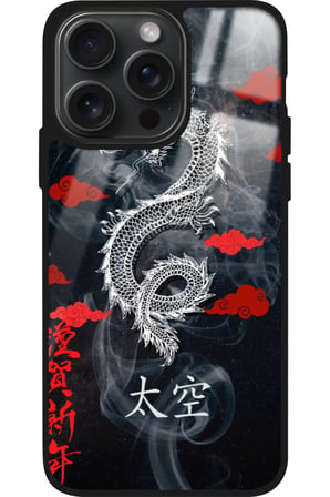 Apple iPhone 15 Pro Max Uyumlu Dragon Tasarımlı Parlak Silikon Kılıf