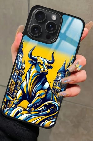 Apple iPhone 15 Pro Max Uyumlu Kadıköy Boğası Tasarımlı Parlak Silikon Kılıf