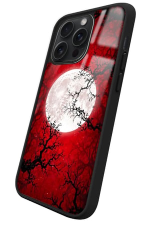 Apple iPhone 15 Pro Uyumlu Van Gogh Kırmızı Ağaç Tablo Tasarımlı Parlak Silikon Kılıf
