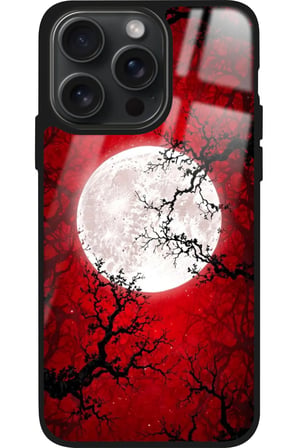 Apple iPhone 15 Pro Uyumlu Van Gogh Kırmızı Ağaç Tablo Tasarımlı Parlak Silikon Kılıf