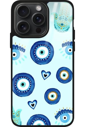 Apple iPhone 15 Pro Uyumlu Nazar Boncuğu Tasarımlı Parlak Silikon Kılıf