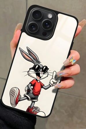 Apple iPhone 15 Pro Uyumlu Bugs Bunny Tasarımlı Parlak Silikon Kılıf