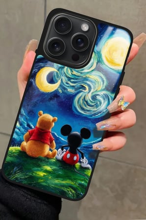 Apple iPhone 15 Pro Uyumlu Mıckey Donald Tasarımlı Parlak Silikon Kılıf