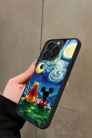Apple iPhone 15 Pro Uyumlu Mıckey Donald Tasarımlı Parlak Silikon Kılıf
