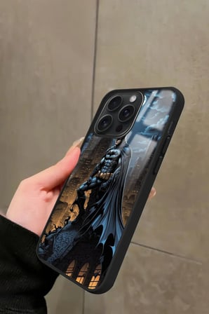 Apple iPhone 15 Pro Uyumlu Batman Tasarımlı Parlak Silikon Kılıf