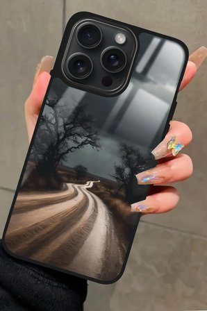 Apple iPhone 15 Pro Uyumlu Yol Tasarımlı Parlak Silikon Kılıf