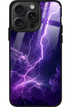 Apple iPhone 15 Pro Uyumlu Mor Şimşek Tasarımlı Parlak Silikon Kılıf