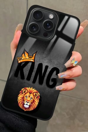 Apple iPhone 15 Pro Uyumlu Aslan - King Tasarımlı Parlak Silikon Kılıf