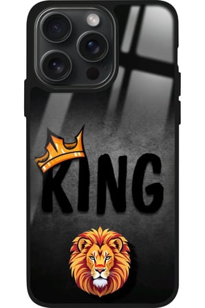 Apple iPhone 15 Pro Uyumlu Aslan - King Tasarımlı Parlak Silikon Kılıf
