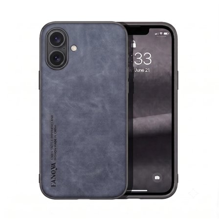 Apple iPhone 16 Uyumlu Kılıf Deri Görünümlü Şık Tasarım Hlt-Hide
