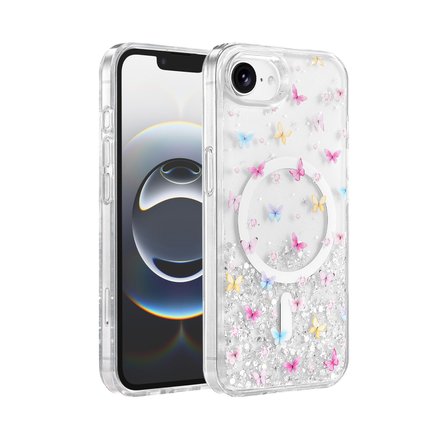 Apple iPhone 16E / 17E Uyumlu Kılıf Magesafe Özellikli Desenli Işıltılı Azn-ONG-Misk