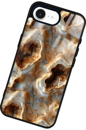 Apple iPhone 16E Uyumlu Beyaz&Altın Mermer Tasarımlı Parlak Silikon Kılıf