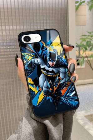 Apple iPhone 16E Uyumlu Batman Tasarımlı Parlak Silikon Kılıf
