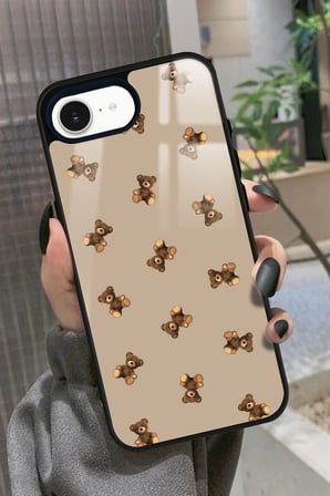 Apple iPhone 16E Uyumlu Ayıcık Tasarımlı Parlak Silikon Kılıf