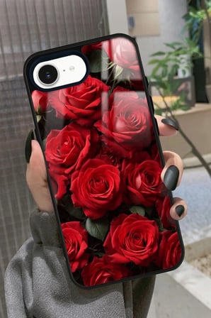 Apple iPhone 16E Uyumlu Gül Tasarımlı Parlak Silikon Kılıf