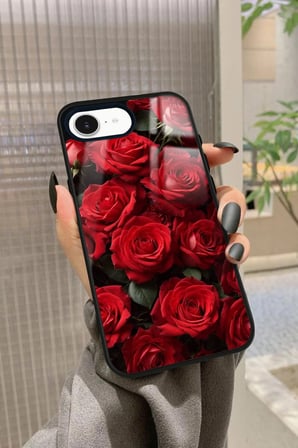 Apple iPhone 16E Uyumlu Gül Tasarımlı Parlak Silikon Kılıf