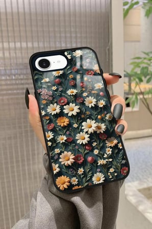 Apple iPhone 16E Uyumlu Karışık Çiçek Tasarımlı Parlak Silikon Kılıf