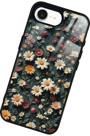 Apple iPhone 16E Uyumlu Karışık Çiçek Tasarımlı Parlak Silikon Kılıf