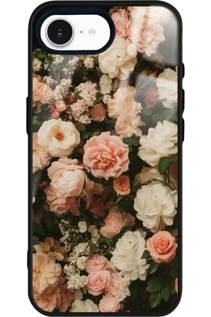 Apple iPhone 16E Uyumlu Pembe Çiçek Tasarımlı Parlak Silikon Kılıf