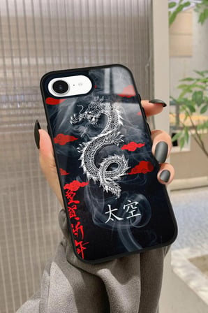Apple iPhone 16E Uyumlu Dragon Tasarımlı Parlak Silikon Kılıf