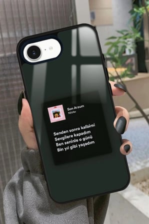 Apple iPhone 16E Uyumlu Nilüfer Şarkı Sözü Tasarımlı Parlak Silikon Kılıf