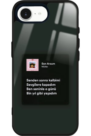 Apple iPhone 16E Uyumlu Nilüfer Şarkı Sözü Tasarımlı Parlak Silikon Kılıf