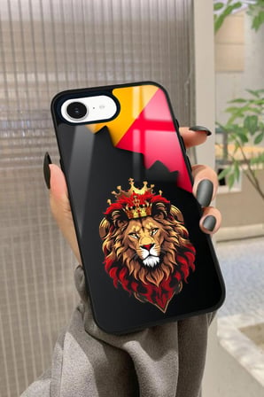 Apple iPhone 16E Uyumlu Aslan Tasarımlı Parlak Silikon Kılıf
