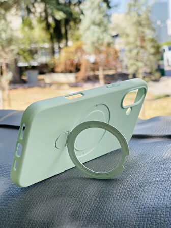 Apple iPhone 16 Plus Kılıf MgSafe Özellikli Standlı Pastel Renkler Azn-Reggal