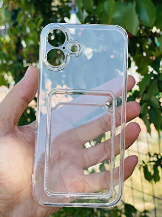 Apple iPhone 16 Plus Kılıf Şeffaf Kartlıklı Silikon Azn-SetraKart