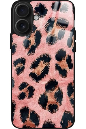 Apple iPhone 16 Plus Uyumlu Pembe Leopar Tasarımlı Parlak Silikon Kılıf