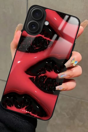 Apple iPhone 16 Plus Uyumlu Dudak Tasarımlı Parlak Silikon Kılıf