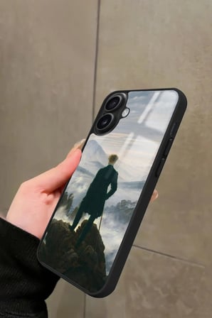 Apple iPhone 16 Plus Uyumlu Bulutların Üzerinde Yolculuk Tasarımlı Parlak Silikon Kılıf