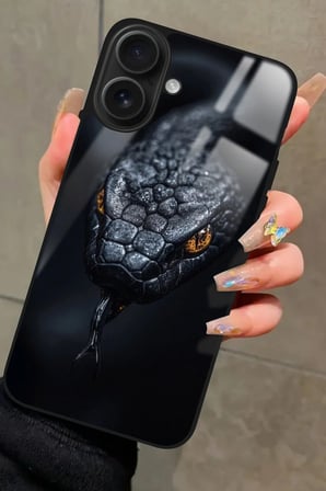 Apple iPhone 16 Plus Uyumlu Yılan Tasarımlı Parlak Silikon Kılıf