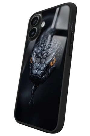Apple iPhone 16 Plus Uyumlu Yılan Tasarımlı Parlak Silikon Kılıf